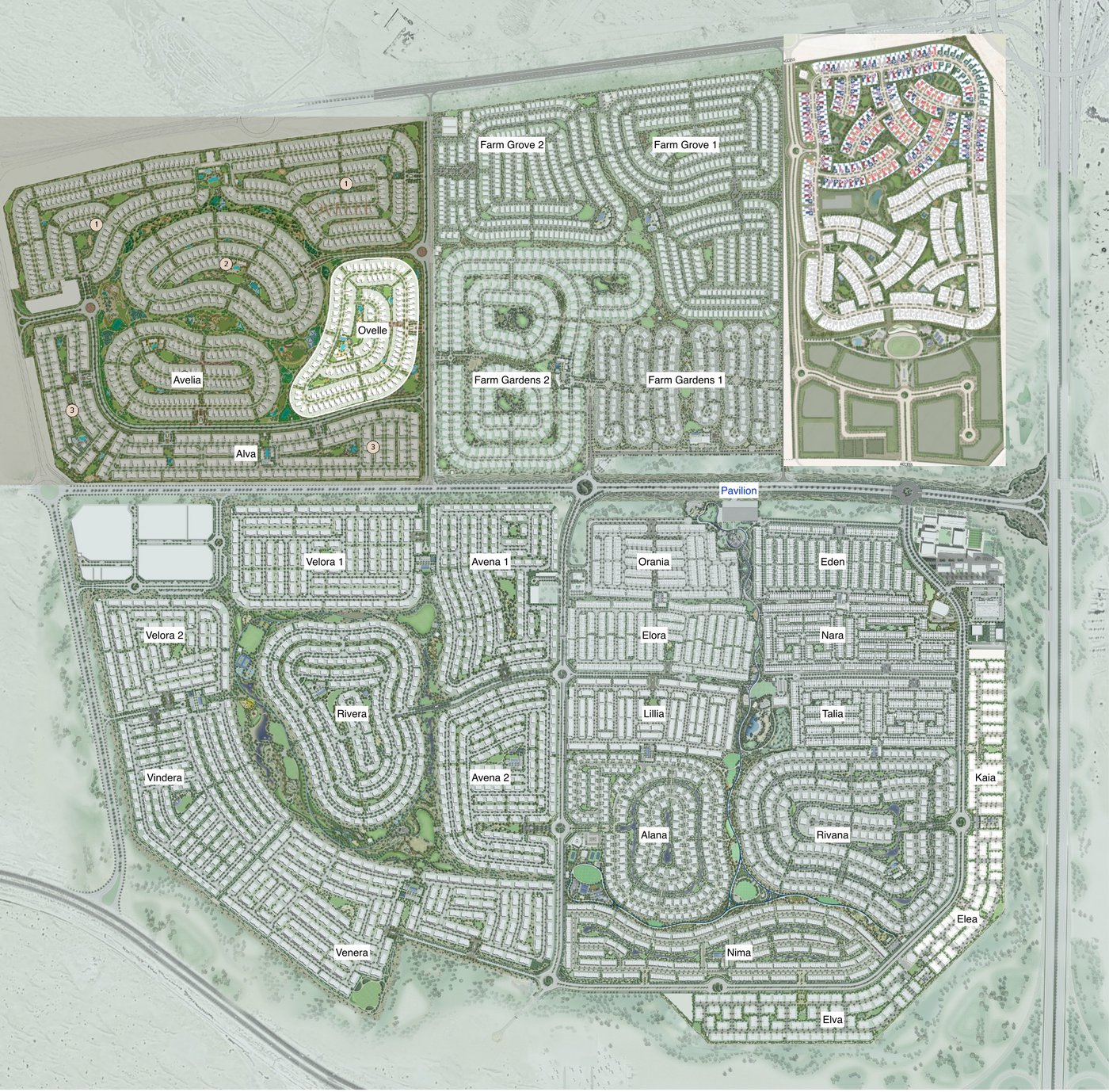 Interactive master plan of The Valley by Emaar showing every community
